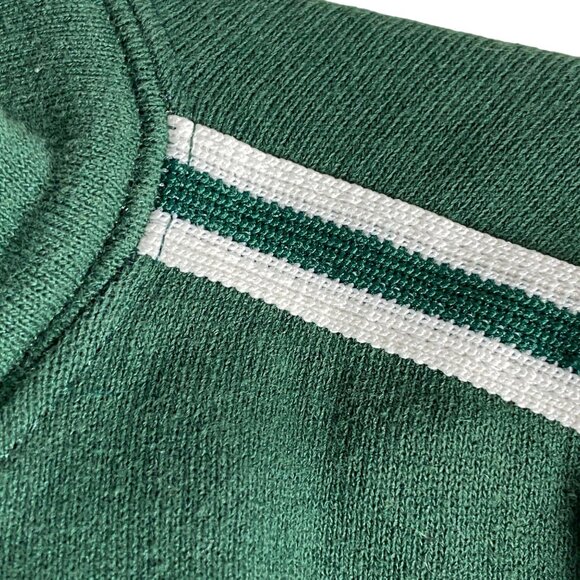 Vintage Russell Athletic Womens Green sleeve stripes Full-Zip short sweatshirt L - Picture 8 of 11